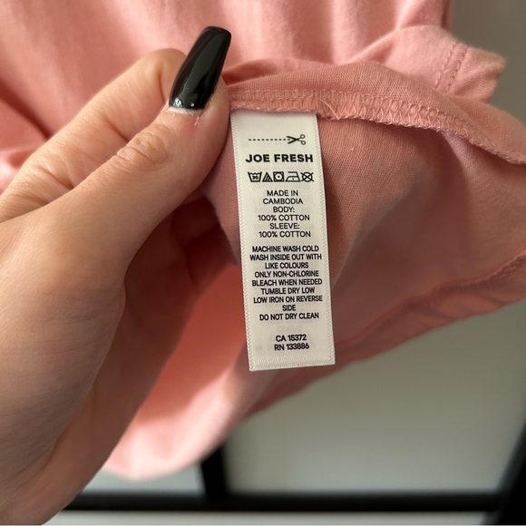 [M] Joe Fresh Powder Pink Short Sleeve Top With Boho Crochet Detail Sleeves - Picture 9 of 10